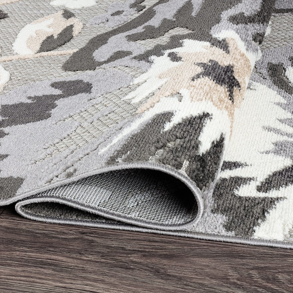 World Rug Gallery Contemporary Floral Indoor/Outdoor Runner Rug 2' x 7' Runner Gray - 5566GRAY2X7