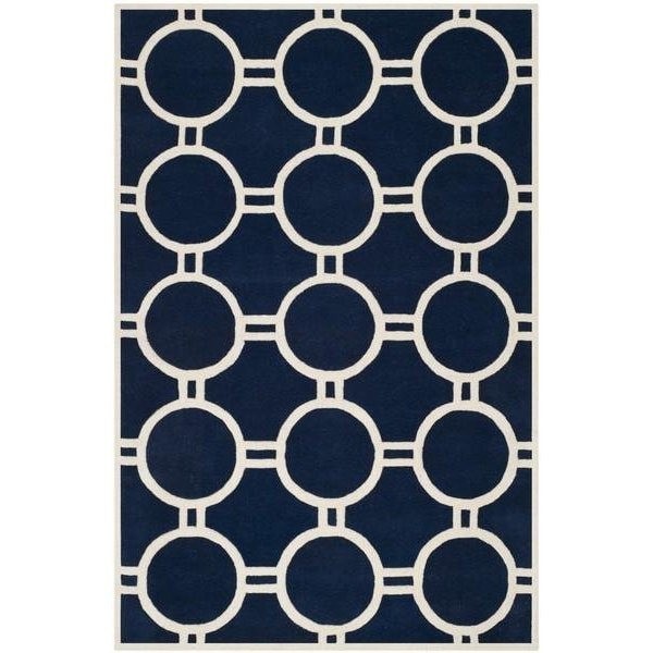 Safavieh 3 Ft. x 5 Ft. Rectangle- Contemporary Chatham Dark Blue And Ivory Hand Tufted Rug - CHT739C-3