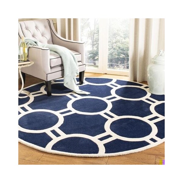 Safavieh 3 Ft. x 5 Ft. Rectangle- Contemporary Chatham Dark Blue And Ivory Hand Tufted Rug - CHT739C-3