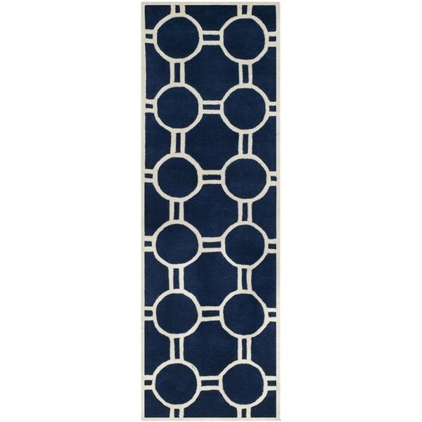 Safavieh 3 Ft. x 5 Ft. Rectangle- Contemporary Chatham Dark Blue And Ivory Hand Tufted Rug - CHT739C-3