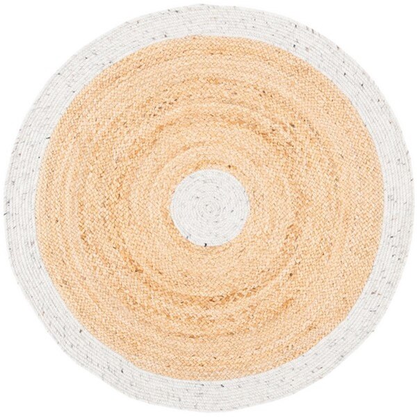 Safavieh 3 x 3 ft. Braided Contemporary Round Rug, Light Grey & Natural - BRD910F-3R
