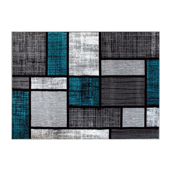 Flash Furniture Turquoise 5' x 7' Color Blocked Indoor Area Rug - OKR-RG1110-57-TQ-GG