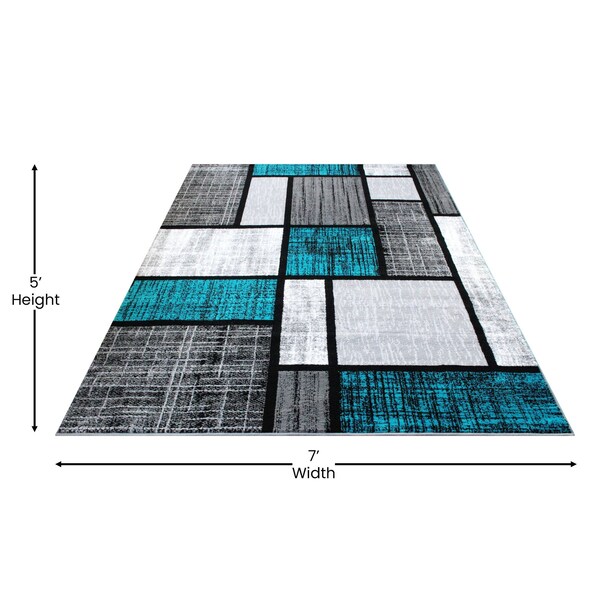 Flash Furniture Turquoise 5' x 7' Color Blocked Indoor Area Rug - OKR-RG1110-57-TQ-GG