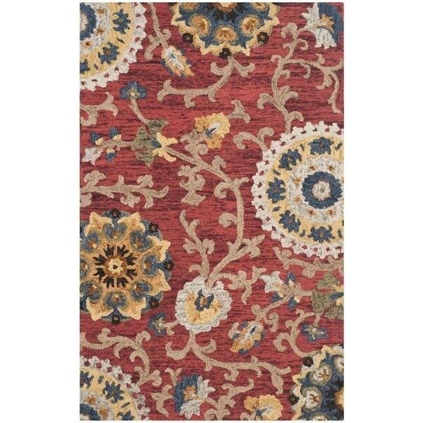 Safavieh Blossom Hand Tufted Runner Rug, Red and Multicolor - 2 ft.-3 in. x 6 ft. - BLM401C-26