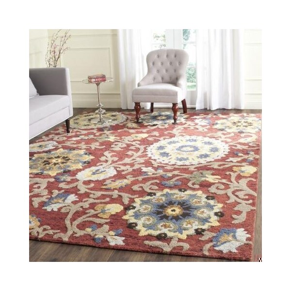 Safavieh Blossom Hand Tufted Runner Rug, Red and Multicolor - 2 ft.-3 in. x 6 ft. - BLM401C-26