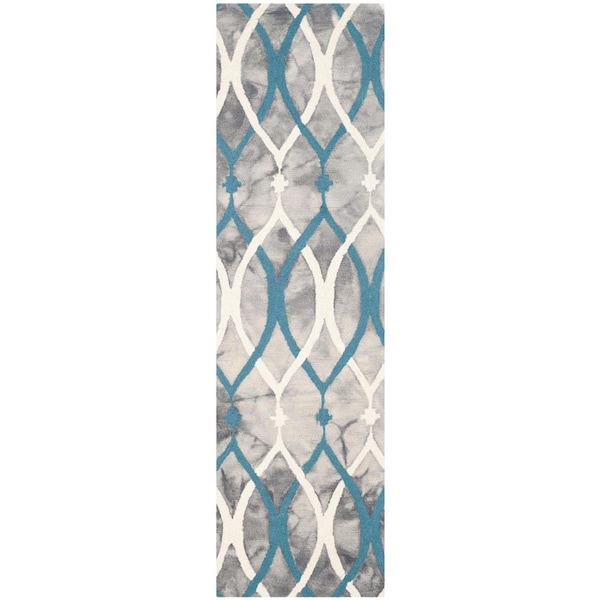Safavieh 2 ft.-3 in. x 14 ft. Dip Dye Hand Tufted Runner Rug, Grey and Ivory Blue - DDY534J-214