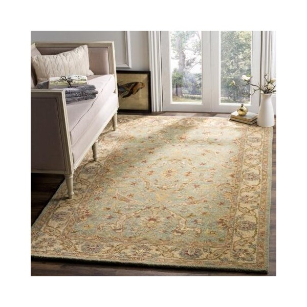 Safavieh 2 ft.-3 in. x 4 ft. Accent Traditional Antiquity- Teal and Beige Hand Tufted Rug - AT311B-24