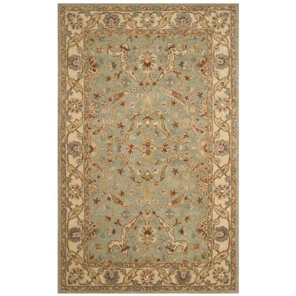Safavieh 2 ft.-3 in. x 4 ft. Accent Traditional Antiquity- Teal and Beige Hand Tufted Rug - AT311B-24