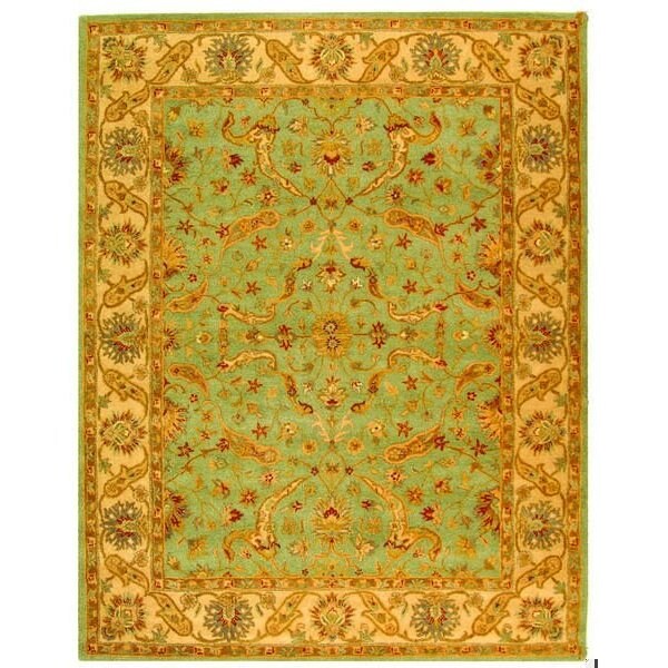 Safavieh 2 ft.-3 in. x 4 ft. Accent Traditional Antiquity- Teal and Beige Hand Tufted Rug - AT311B-24