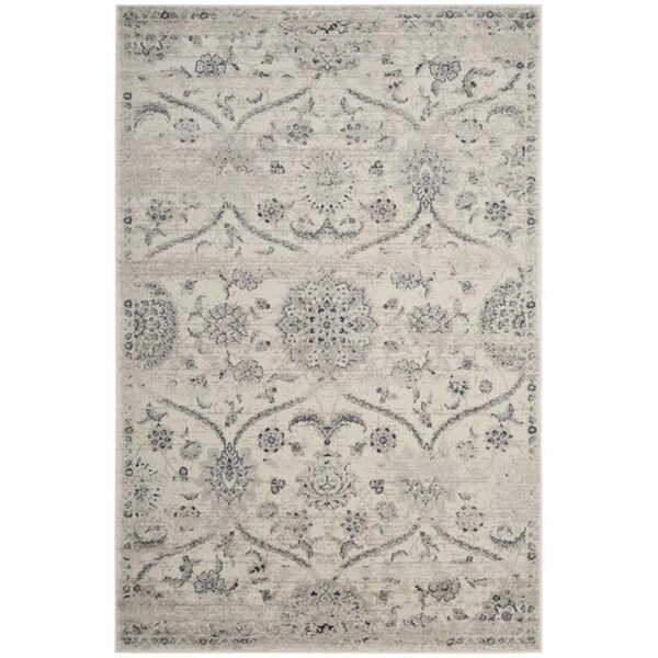 Flowers First 5 ft. 1 in. x 7 ft. 6 in. Carnegie Power Loomed Area Rug, Cream & Light Grey - Medium Rectangle - FL1889517