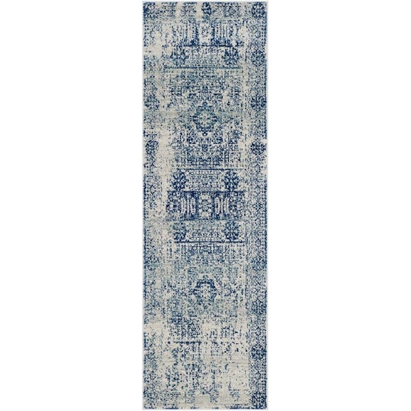 Safavieh 2 ft. 2 in. x 9 ft. Evoke Power Loomed Runner Area Rug, Ivory and Blue - EVK260C-29