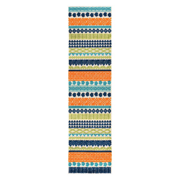 World Rug Gallery Palm Floral Leaves Indoor/Outdoor Runner Rug 2'x7' Gray Runner Rug - 5557MULTI2X7