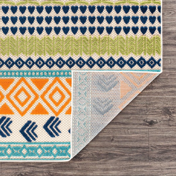 World Rug Gallery Palm Floral Leaves Indoor/Outdoor Runner Rug 2'x7' Gray Runner Rug - 5557MULTI2X7