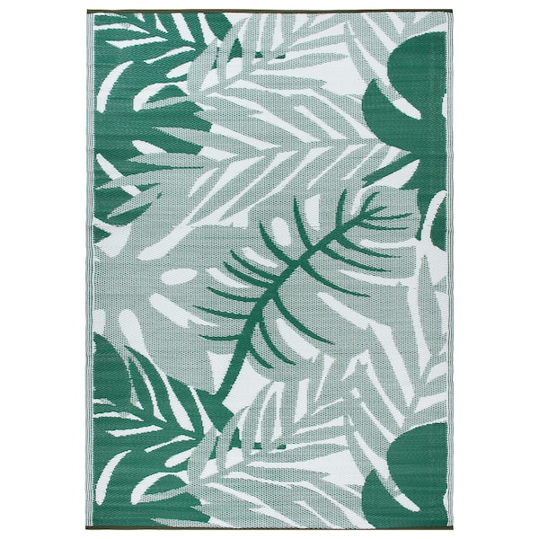 World Rug Gallery Tropical Leaf Reversible Recycled Plastic 3' X 5' Green Outdoor Rug - 6066GREEN3X5
