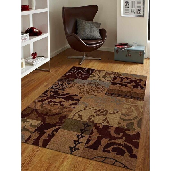 Glitzy Rugs 3 x 5 ft. Hand Tufted Wool Floral Rectangle Area RugMulti Color - UBSK00505T0000A1