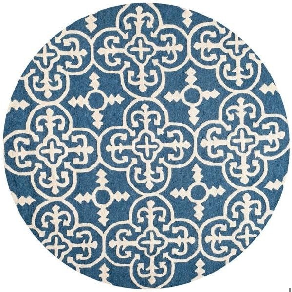 Safavieh Cambridge Hand Tufted Round RugNavy & Ivory 6 x 6 ft. - CAM133G-6R