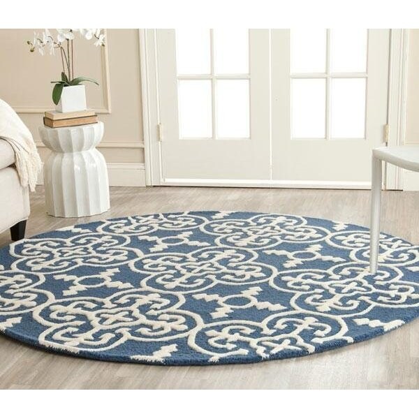 Safavieh Cambridge Hand Tufted Round RugNavy & Ivory 6 x 6 ft. - CAM133G-6R
