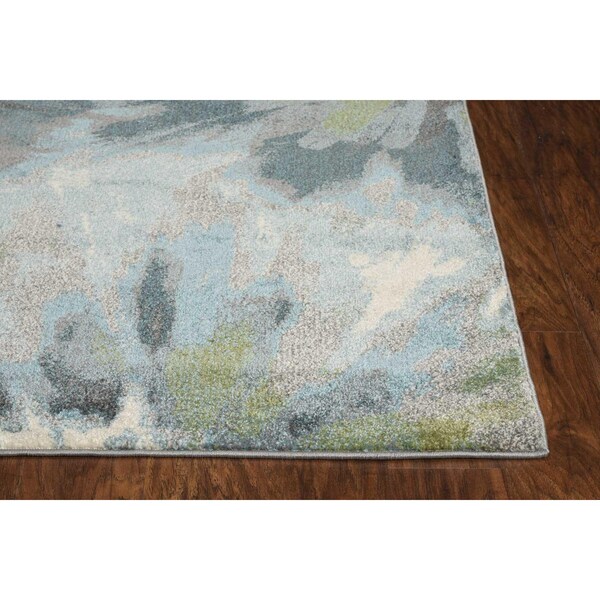Homeroots 39 x 59 in. Teal Tropical Flower Indoor Polypropylene Area Rug - 375515