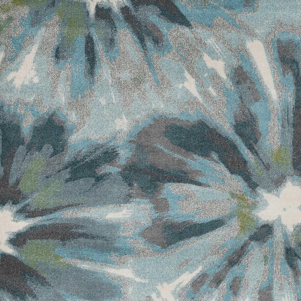 Homeroots 39 x 59 in. Teal Tropical Flower Indoor Polypropylene Area Rug - 375515