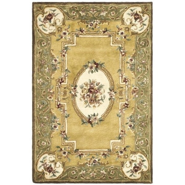 Safavieh 2 Ft. - 3 In. x 8 Ft. Runner- Traditional Classic Light Gold And Green Hand Tufted Rug - CL280A-28