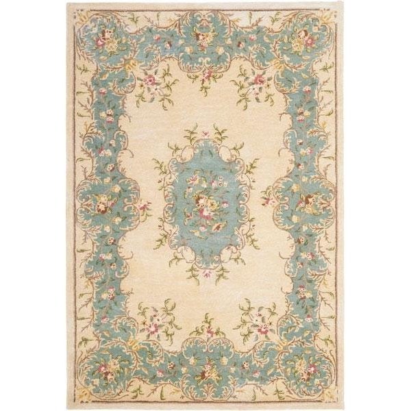 Safavieh 3 x 5 ft. Small Rectangle Traditional Bergama- Ivory and Light Blue Hand Tufted Rug - BRG166A-3