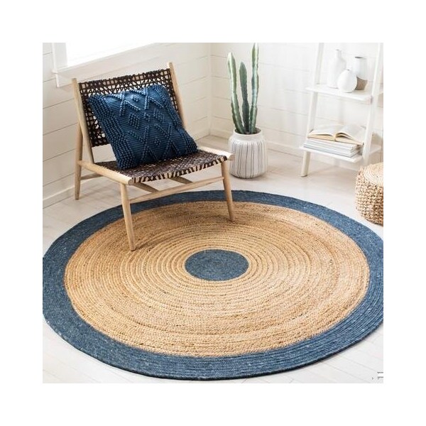 Safavieh 5 x 7 ft. Braided Contemporary Oval Rug, Navy & Natural - BRD910N-5OV