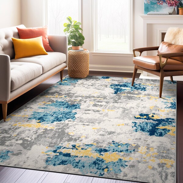 World Rug Gallery Sky Collection Modern Abstract Area Rug 3'3''x5' Cream - 233CREAM3X5