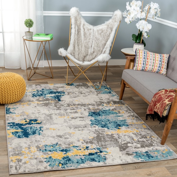World Rug Gallery Sky Collection Modern Abstract Area Rug 3'3''x5' Cream - 233CREAM3X5