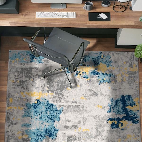 World Rug Gallery Sky Collection Modern Abstract Area Rug 3'3''x5' Cream - 233CREAM3X5