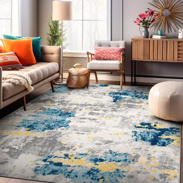 World Rug Gallery Sky Collection Modern Abstract Area Rug 3'3''x5' Cream - 233CREAM3X5