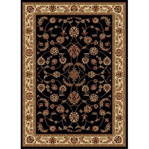 Auric 1596-1311-BLACK Como Rectangular Black Traditional Italy Area Rug, 5 ft. 5 in. W x 7 ft. 7 in. H - AU2643524