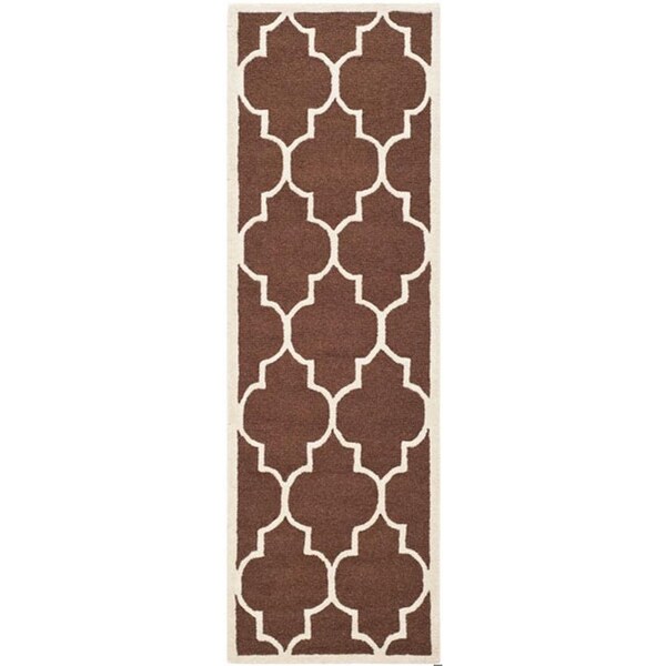 Safavieh 2 ft.-6 in. x 12 ft. Cambridge Hand Tufted Runner RugDark Brown & Ivory - CAM134H-212