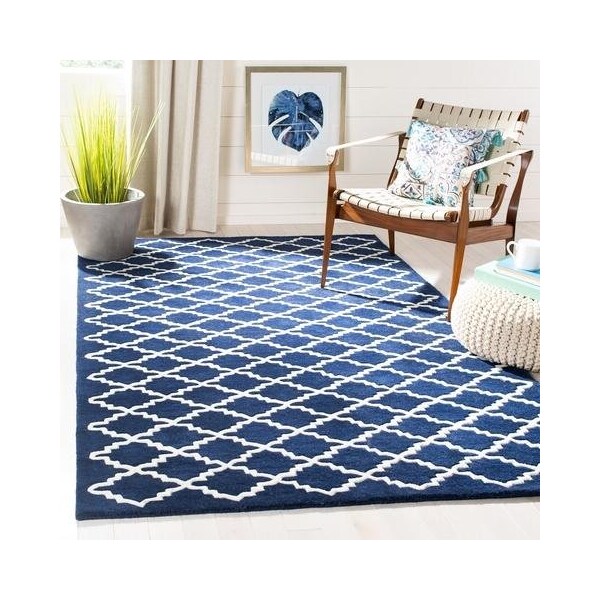 Safavieh Chatham Hand Tufted Runner Rug- Dark Blue - Ivory- 2 ft. 3 in. x 5 ft. - CHT721C-25
