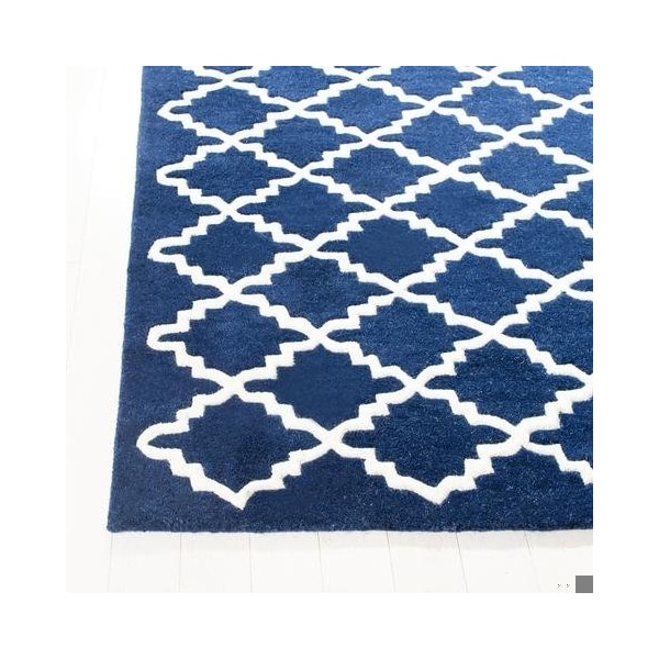 Safavieh Chatham Hand Tufted Runner Rug- Dark Blue - Ivory- 2 ft. 3 in. x 5 ft. - CHT721C-25