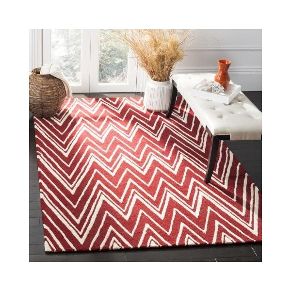 Safavieh 2 ft.-6 in. x 8 ft. Cambridge Hand Tufted Runner RugRed & Ivory - CAM711H-28