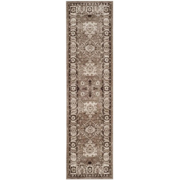 Flowers First 2 ft. 3 in. x 8 ft. Vintage Hamadan Power Loomed Runner Rug, Taupe - FL2149530