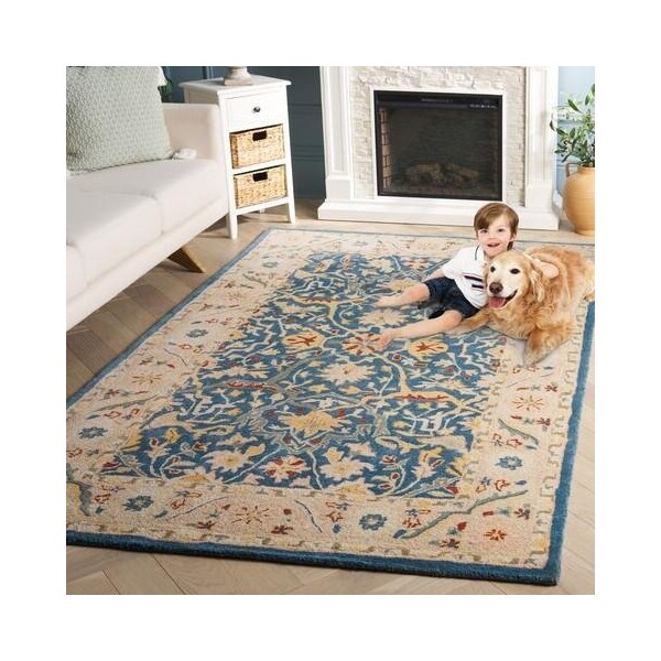 Safavieh 4 x 6 ft. Small Rectangle Traditional Antiquity- Blue Hand Tufted Rug - AT14E-4