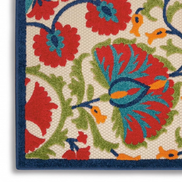 Homeroots 2 x 6 ft. Red & Multi Color Indoor & Outdoor Runner Rug - 384990