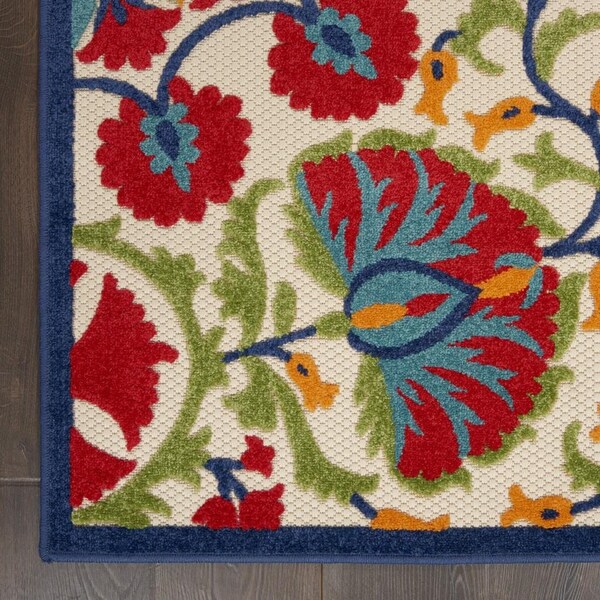 Homeroots 2 x 6 ft. Red & Multi Color Indoor & Outdoor Runner Rug - 384990