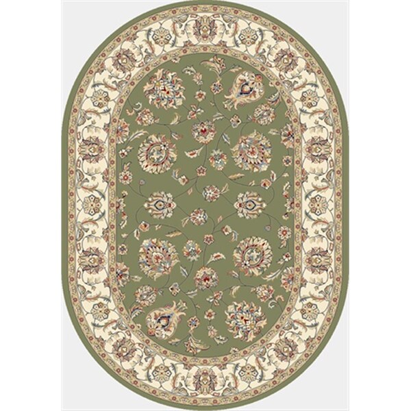 Dynamic Rugs Ancient Garden 6 ft. 7 in. x 9 ft. 6 in. Oval 57365-4464 Rug - Green/Ivory - ANOV71057365446