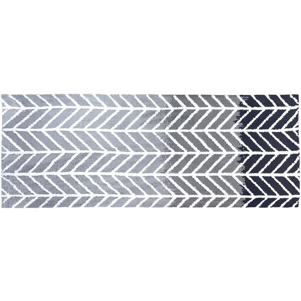 Perspectiva 21 x 54 in. Straight & Arrows Gray Runner Rug - PE2586497