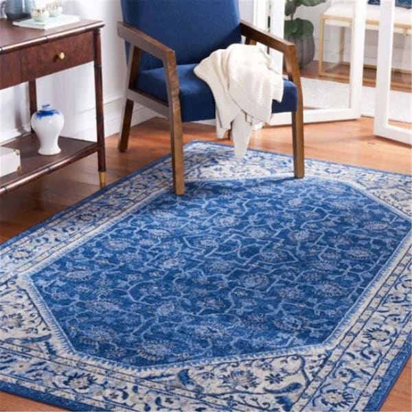 Safavieh 9 x 12 ft. Brentwood Transitional Power Loomed Rectangle Rug Ivory & Navy - BNT853A-9
