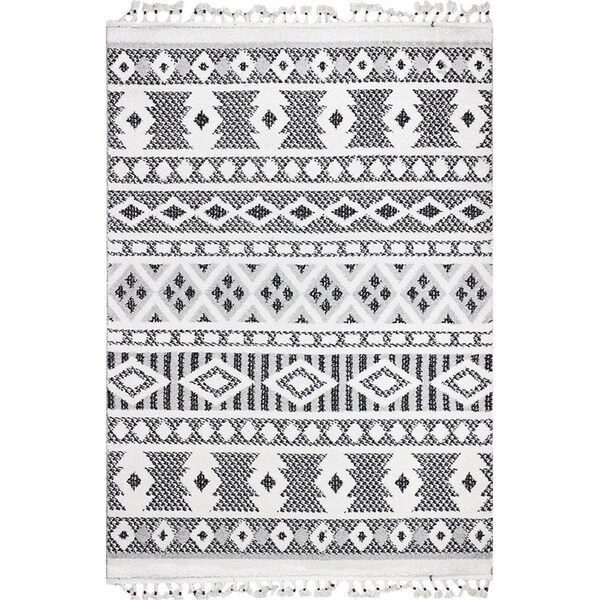 Bashian 8 ft. 6 in. x 11 ft. 6 in. Navajo Collection Polyester & Polypropylene Pwr Loom Area Rug Ivy/Blk - N114-IVBK-9X12-NAV103