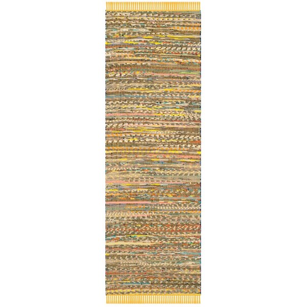 Safavieh Rag Hand Woven Runner Rug, Yellow and Multicolor - 2 ft.-3 in. x 9 ft. - RAR121H-29