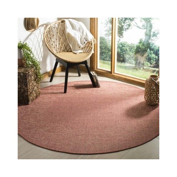 Safavieh 2 Ft. -7 In. X 5 Ft. Small Rectangle Indoor-Outdoor Courtyard- Rust And Sand- Machine Made Rug - CY5139A-3