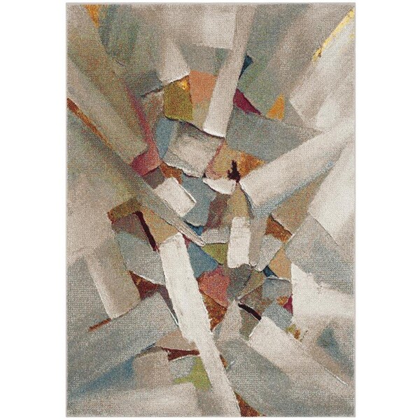 Flowers First 4 x 6 ft. Porcello Power Loomed Area Rug, Grey & Multi Color - Small Rectangle - FL1892366