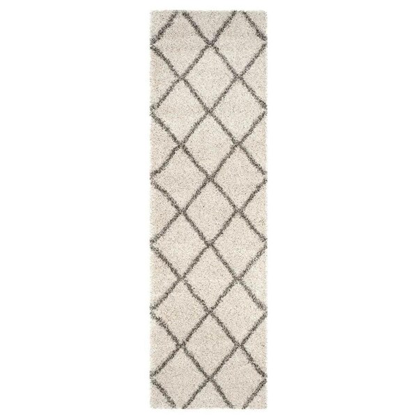 Safavieh 2 ft.-3 in. x 10 ft. Hudson Shag Power Loomed Runner Area Rug, Ivory and Grey - SGH281A-210
