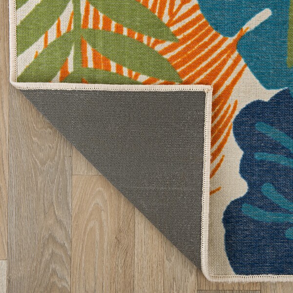 World Rug Gallery Tropical Floral Leaves Indoor/Outdoor Runner Rug 2'x7' Multi - 9018MULTI2X7