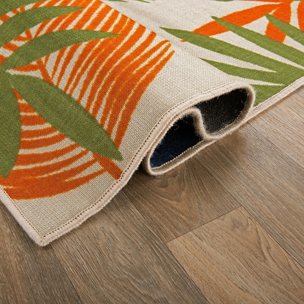 World Rug Gallery Tropical Floral Leaves Indoor/Outdoor Runner Rug 2'x7' Multi - 9018MULTI2X7