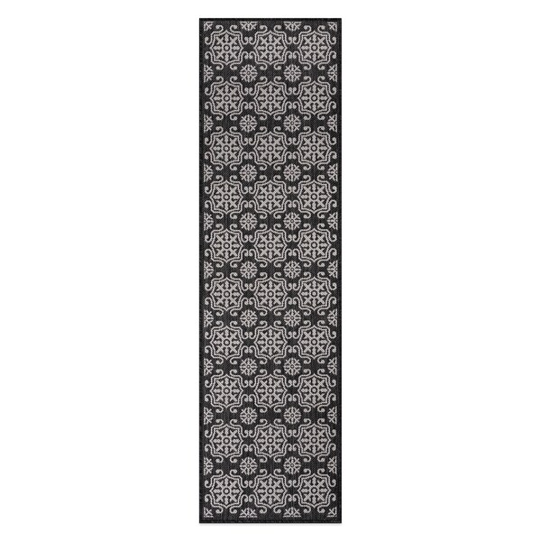 World Rug Gallery Transitional Geometric Textured Flat Weave Indoor/Outdoor Area Rug 2' x 7' Black - 119BLACK2X7